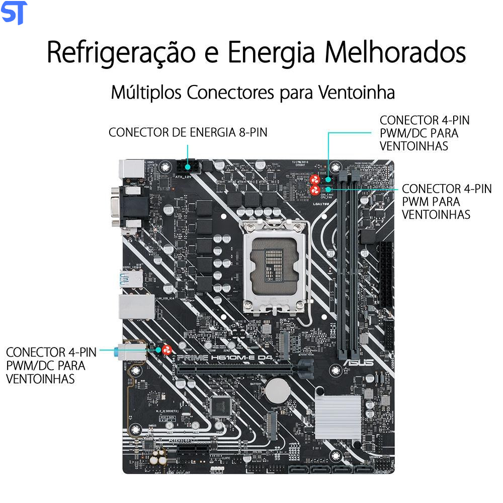 Placa Mãe Asus Prime H610M-E D4, Intel LGA 1700, mATX, DDR4