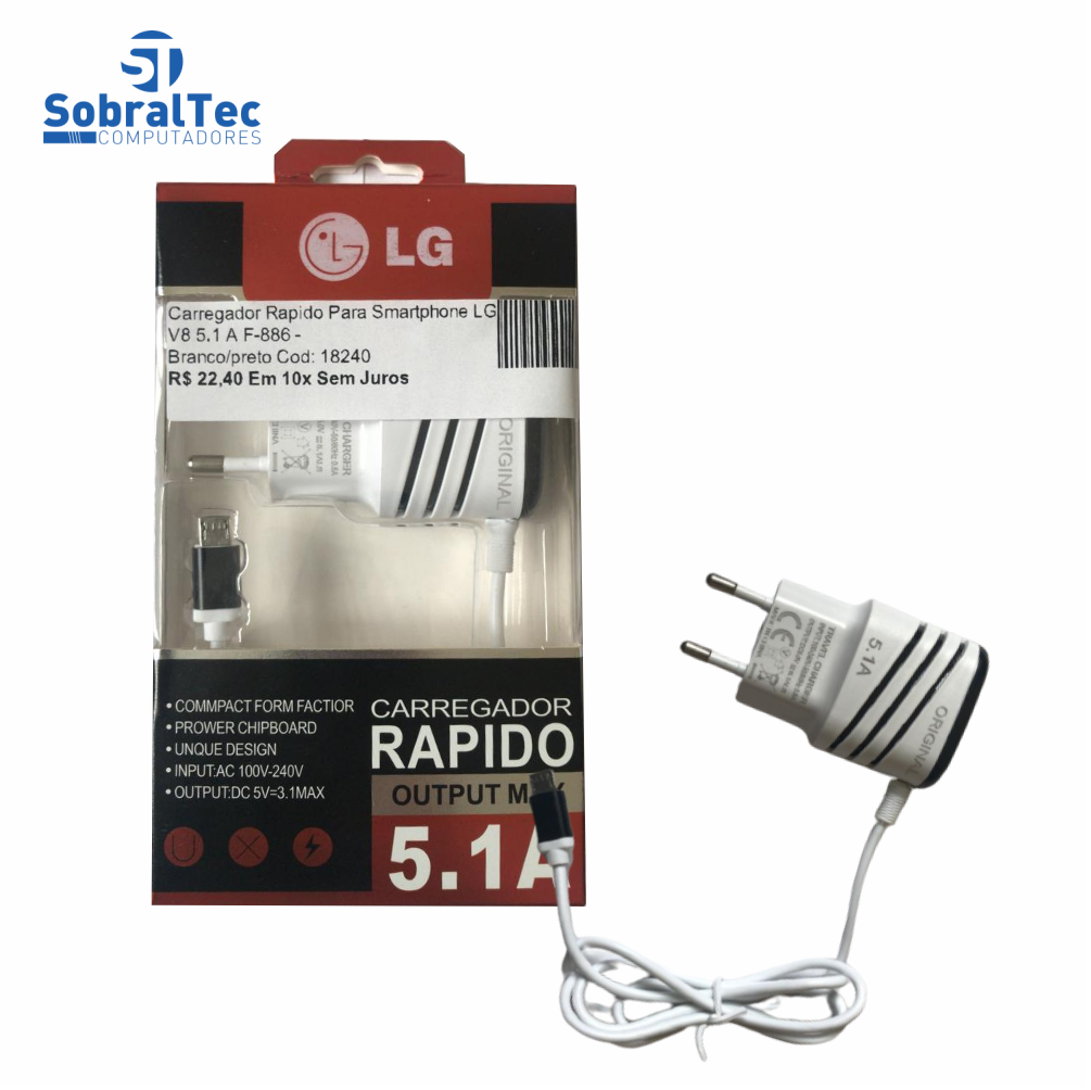 Carregador Rapido Para Smartphone LG V8 5.1 A F-886