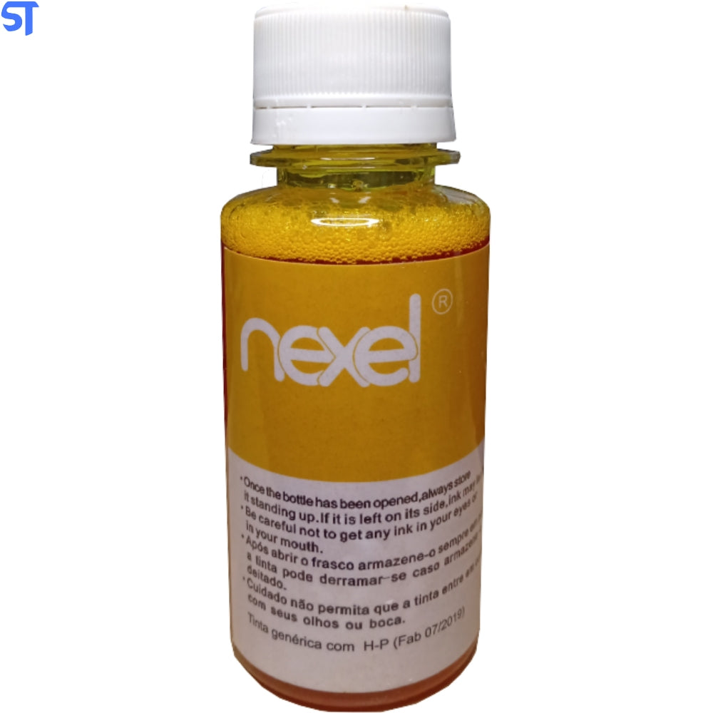 Refil de Tinta Nexel  Para HP Amarelo hGT52 Com 100 ML - GT52m GT5822 Para HP Smart Tank/Series Ink Tank /DeskJet GT 580