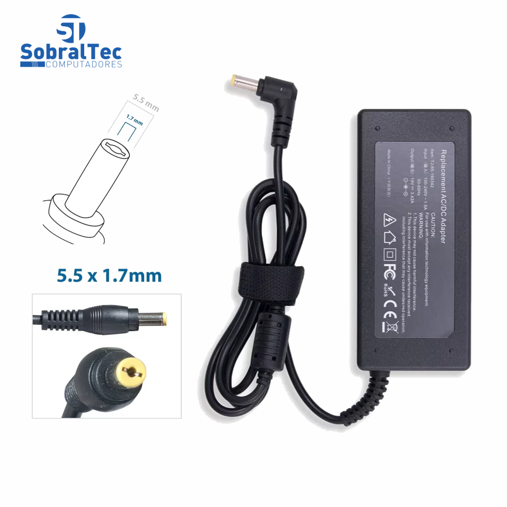 Fonte Notebook Compativel Acer - 19V 3.42A 65W - 5.5 x1.7mm- Bringt