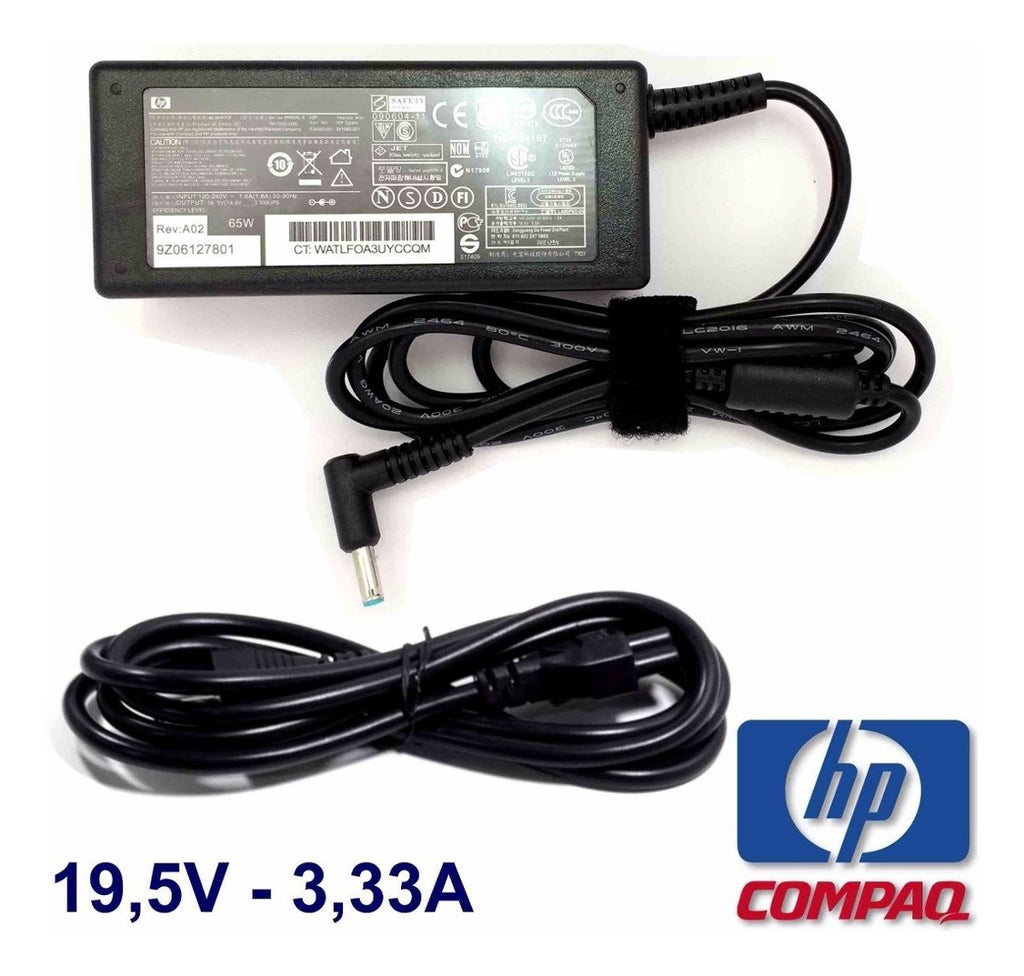 Fonte Notebook Ultrabook Hp 65W -19.5 - 3.33A -65W -Pino Azul 4,5mm x 3mm Compatível