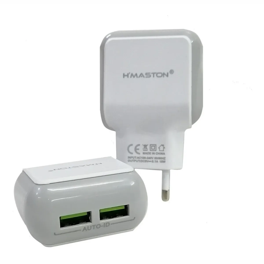 Carregador Celular V8 Com Cabo 2 Usb 2.4a 5v Fast Charge H'maston HM-220