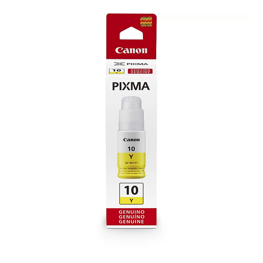 Garrafa de Tinta Canon GI 10Y Amarela 7.700 Paginas para Mega Tank G6010 G7010