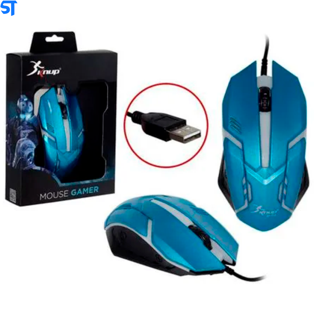 Mouse Gamer USB Knup KP-V15 - Azul