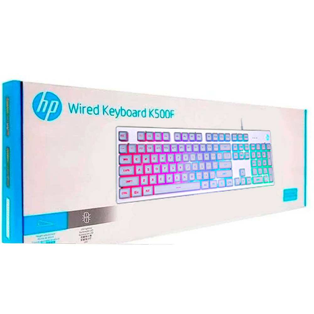 Teclado Gamer USB HP K500F LED Prata Com Membrana