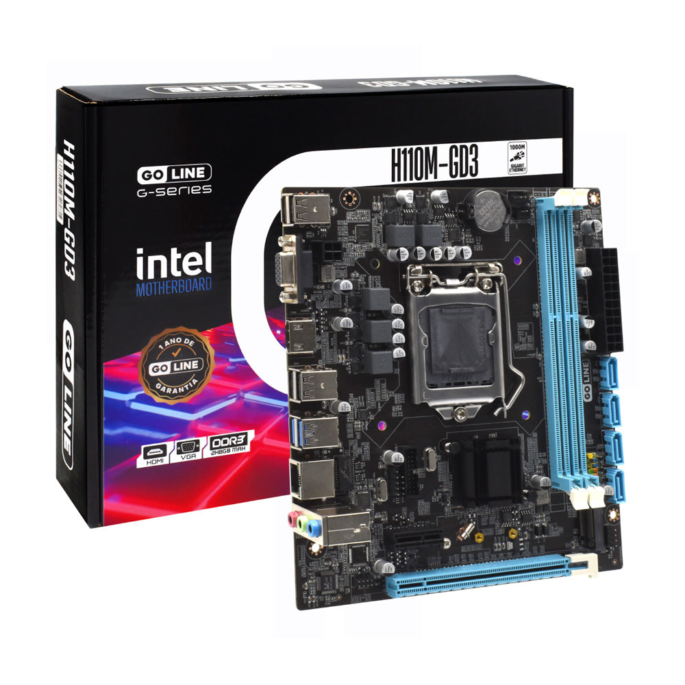 Placa Mãe Goline H110 H110M-GD3 Socket 1151 / DDR3 /Para 6 a 9 Geração intel / Gigabit