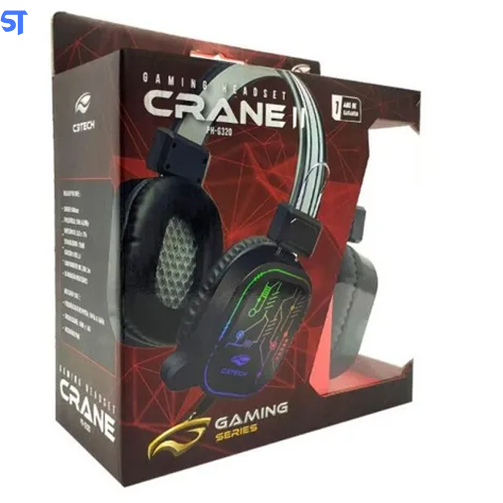 Headset Fone Com Microfone Gamer USB Crane PH-G320BKV2 C3Tr
