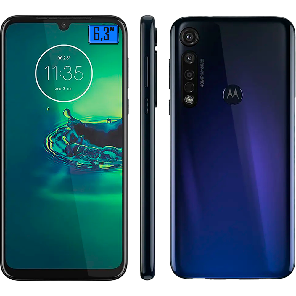 Smartphone Motorola G8 Plus 64GB - XT2019 Azul Safira 4G - 4GB RAM Tela 6,3” Câm. Tripla + Câm. Selfie 25MP