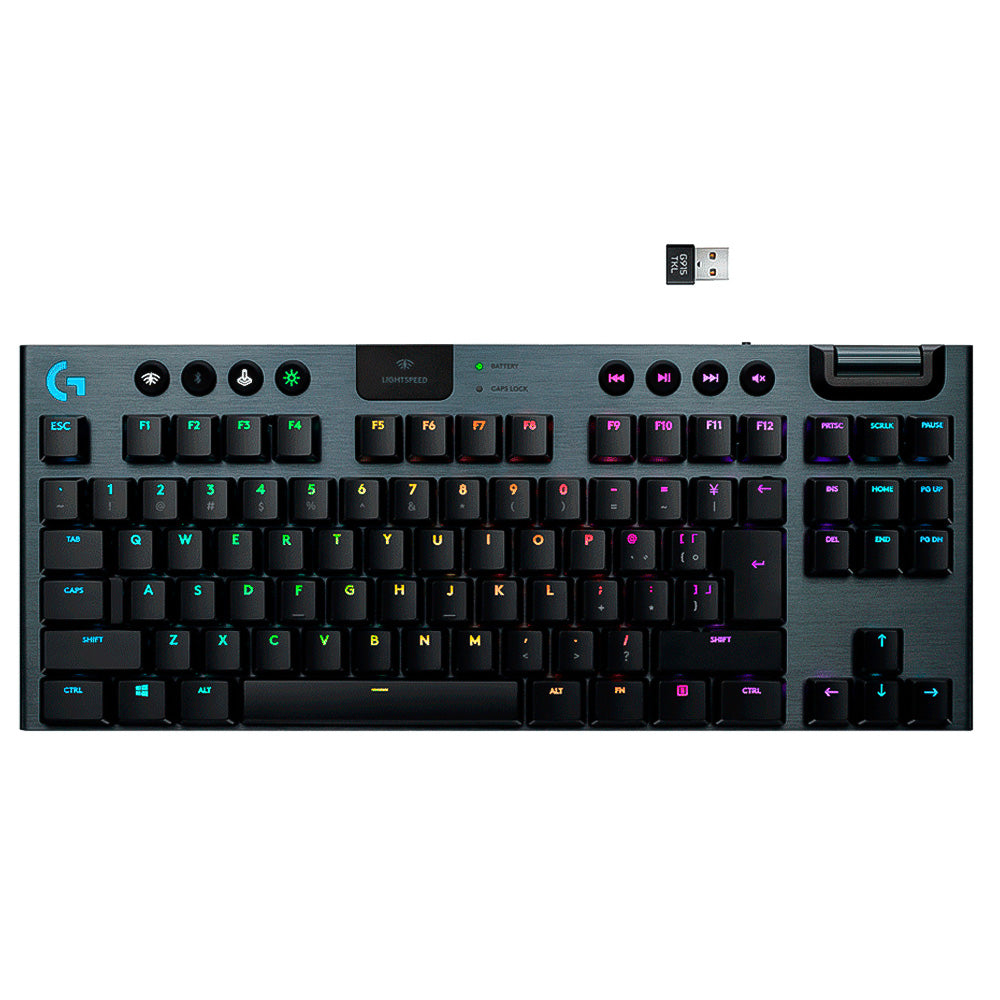 Teclado Mecânico Gamer Sem Fio Logitech G915 TKL RGB LIGHTSYNC, USB ou Bluetooth, Ultrafino, Switch GL Tactile, Preto