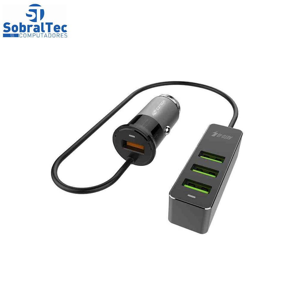 Carregador Veicular Com 4 USB QC3.0 3,4A UCV-Q430BK C3T