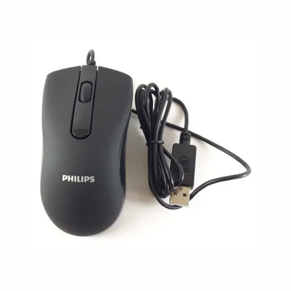 Mouse USB Com Fio Philips Ergonômico M101 Spk7101B Com Sensor Óptico