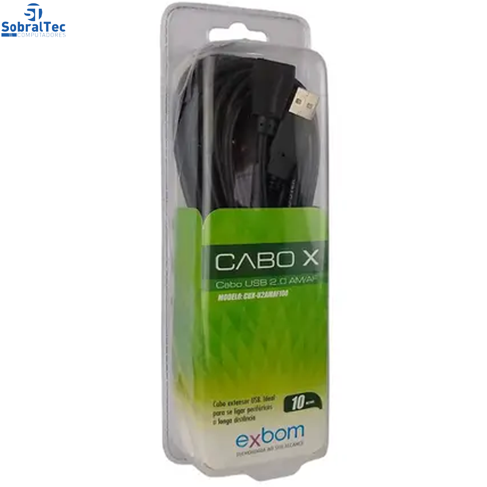 CaboX-Cabo Extensor USB 2.0/AM+AF/OD4.8/10M com Filtro Blister