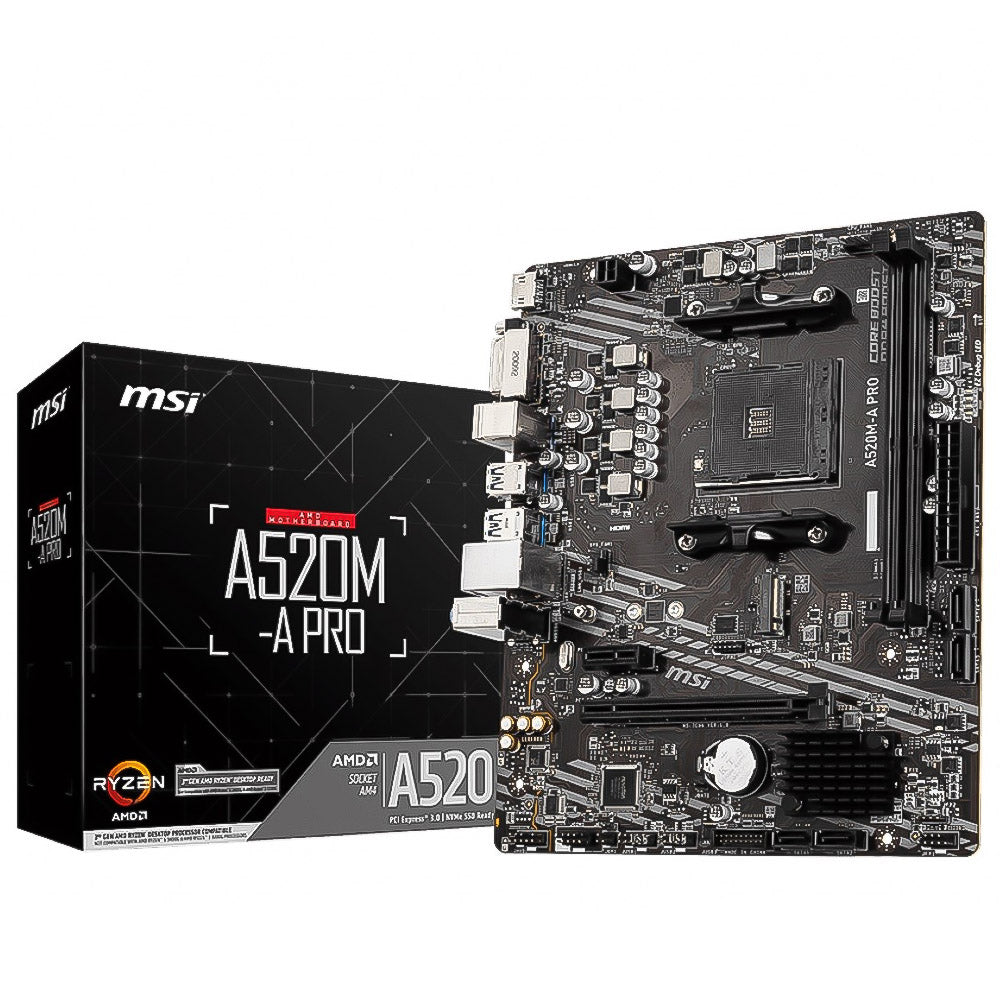 Placa Mae MSI A520M-A PRO, DDR4, Socket AM4, M-ATX, Chipset AMD A520, A520M-A PRO
