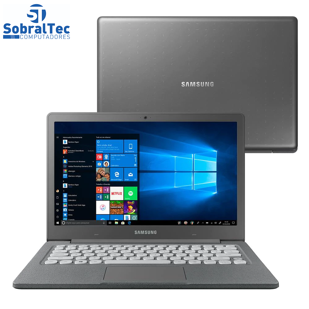 Notebook Samsung Dual Core 4GB 64GB SSD Tela Full HD 13.3” Windows 10 Flash F30 NP530XBB-AD1BR