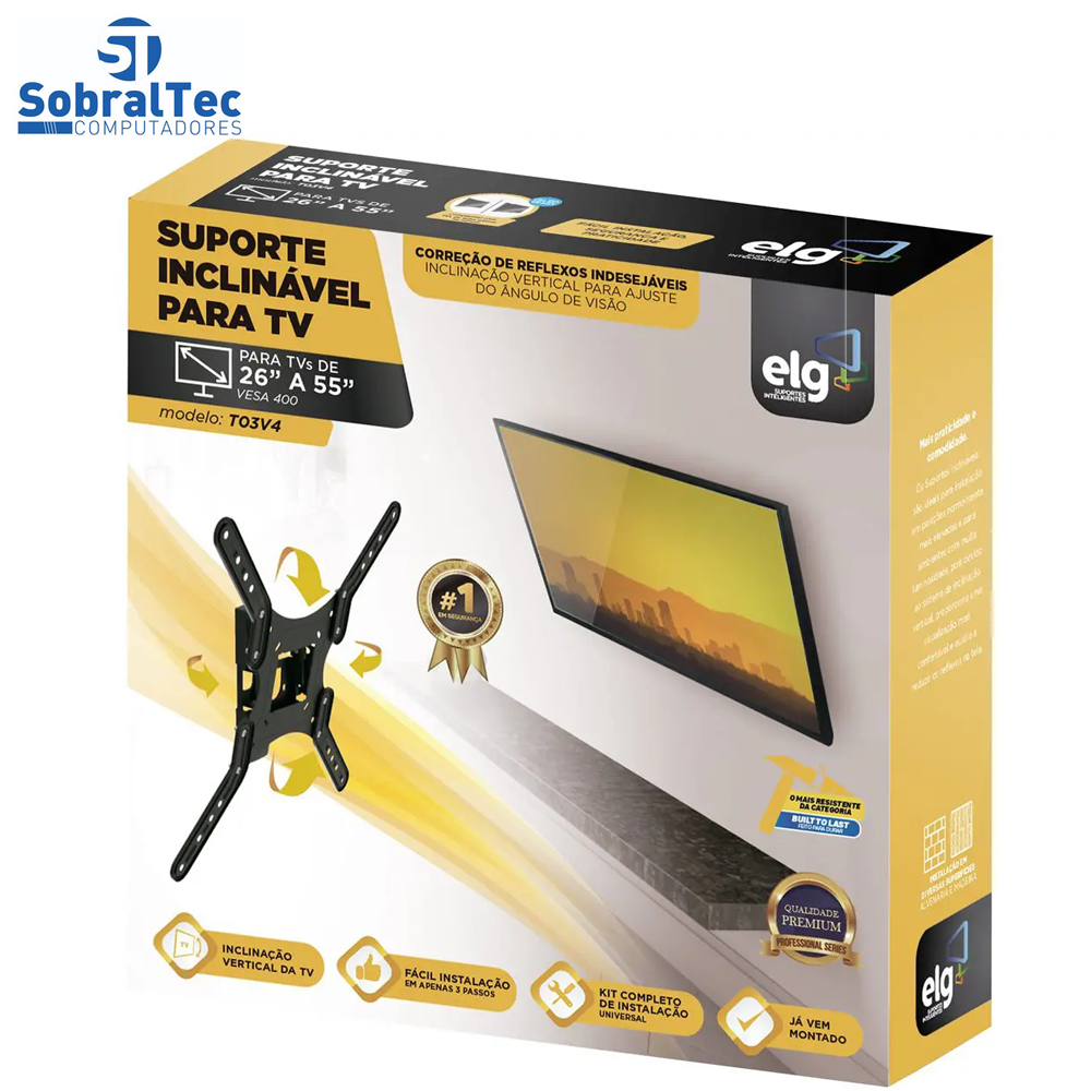 Suporte para TV Inclinável de Parede 26” até 55” - ELG T03V4
