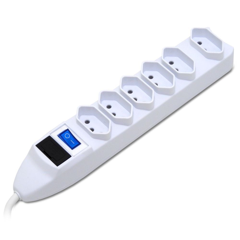 Extensão Elétrica Com Fusível de 6 Tomadas Knup 1,5m - SL7606 Branco