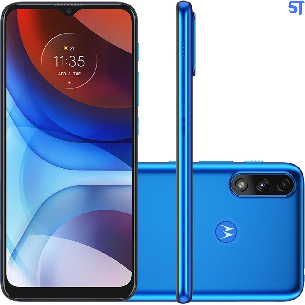 Smartphone Motorola E7 Power, Azul Metálico, Tela de 6.5", Android 10, Câm. Tras. de 13+2MP, Frontal de 5MP, 32GB
