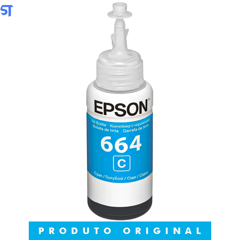 Refil de Tinta Epson 664 Azul T664220 AL Original - Rende até 6.500 Paginas Para Ecotank L110 / á L395 / L495