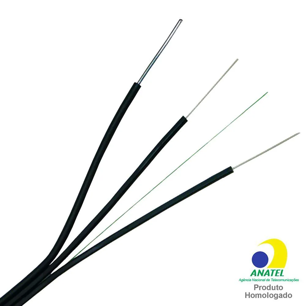 Cabo Fibra Óptica Drop 2fo 1000m Mensageiro Monomodo Sm Clix