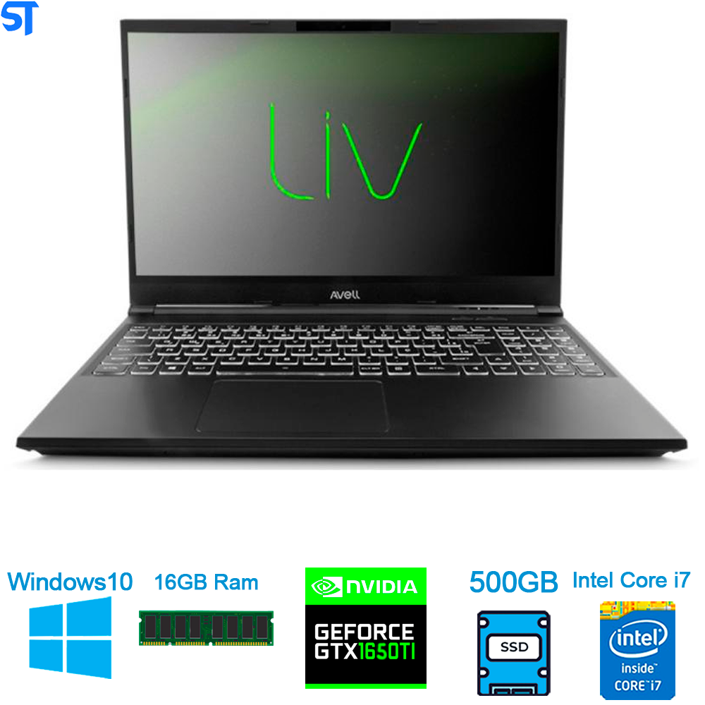 Notebook Avell A62 Liv Intel Core i7 10750H -SSD M.2 500GB- 16Gb Ram DDR4 -PL de Vídeo GTX1650 Ti Windows 10 Home  - Pre