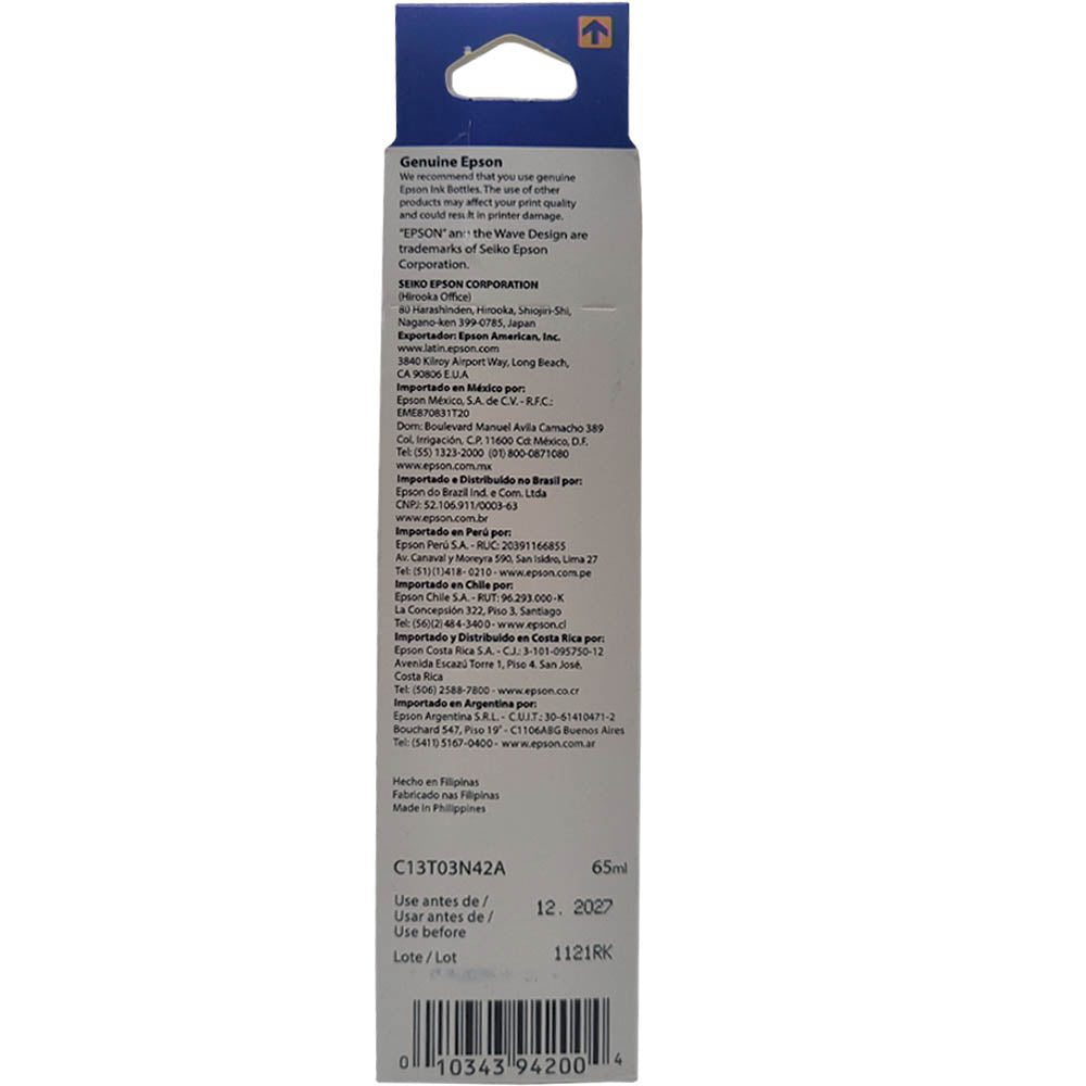 Refil de Tinta Epson Corante T544 Amarelo 65ML Para Ecotank L1110 / L1210 / L3110 / L3150 / L3160 / L3251 / L5190