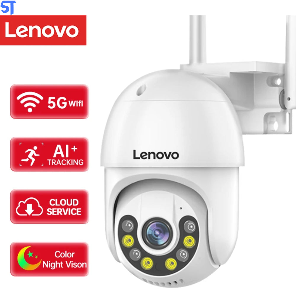 Câmera De Segurança IP Wi-Fi 3MP 5G Externa 4x zoom digital Áudio CCTV Visão Noturna - Lenovo