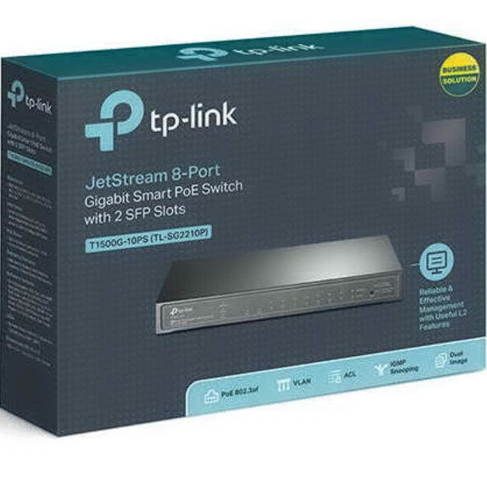 Switch TP-Link 8 Portas 10/100/1000Mbps TL-SG2210P POE 2SFP T1500G-10PS