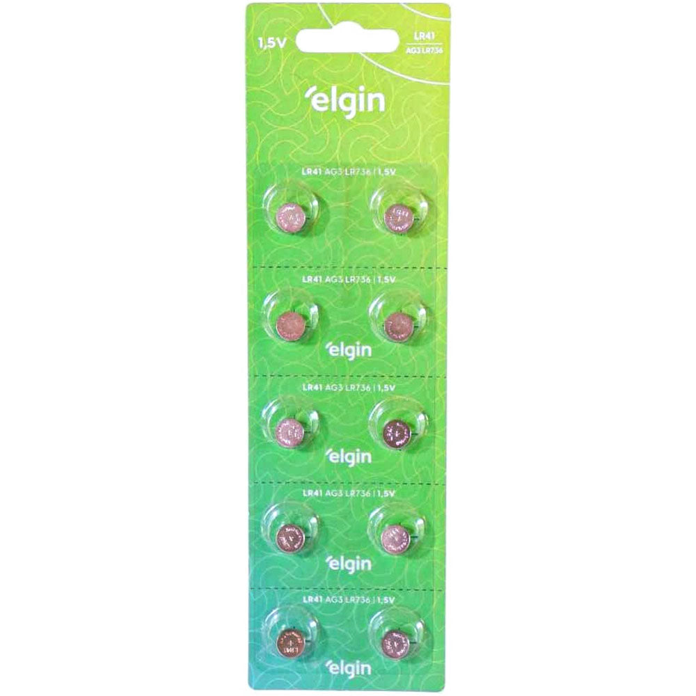Cartela de Bateria Alcalina LR41 Com 10 Unidades Elgin ELE000000082261