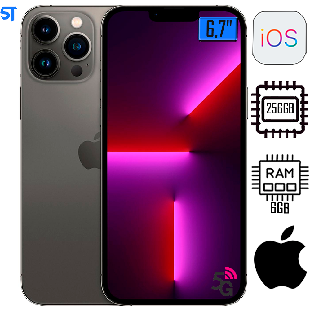 iPhone 13 Pro Max Apple 256GB Grafite, Tela de 6,7'', 5G e Câmera Pro de 12 MP