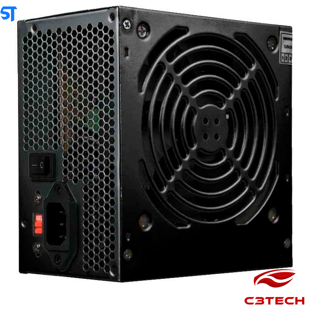 Fonte de Alimentação ATX C3Tech PS-500BK 500W Sem Cabo - Preto