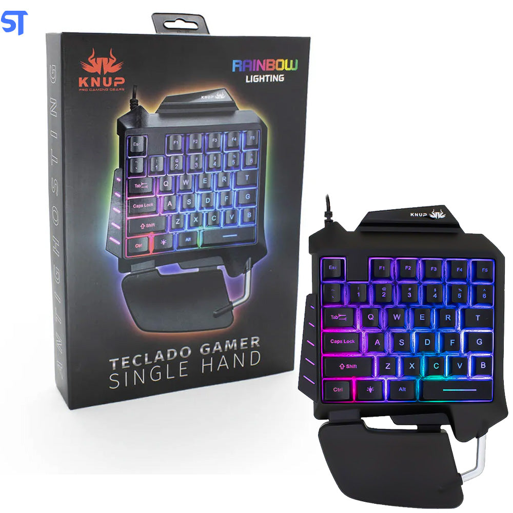 Teclado Gamer RGB Single Hand ( Uma Mão ) KP- TM006 Usb Antigosthing com Led - KNUP
