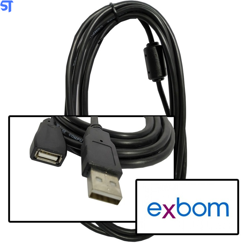 Cabo Extensor Usb 2.0 10 Metros Exbom CBX-U2AMAF100