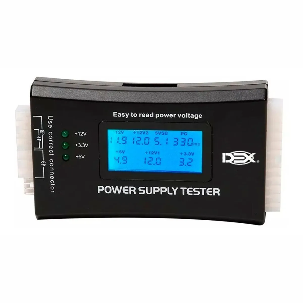 Testador De Fonte Power Supply Tester IV Com Tela LCD 20/24 Pinos Atx