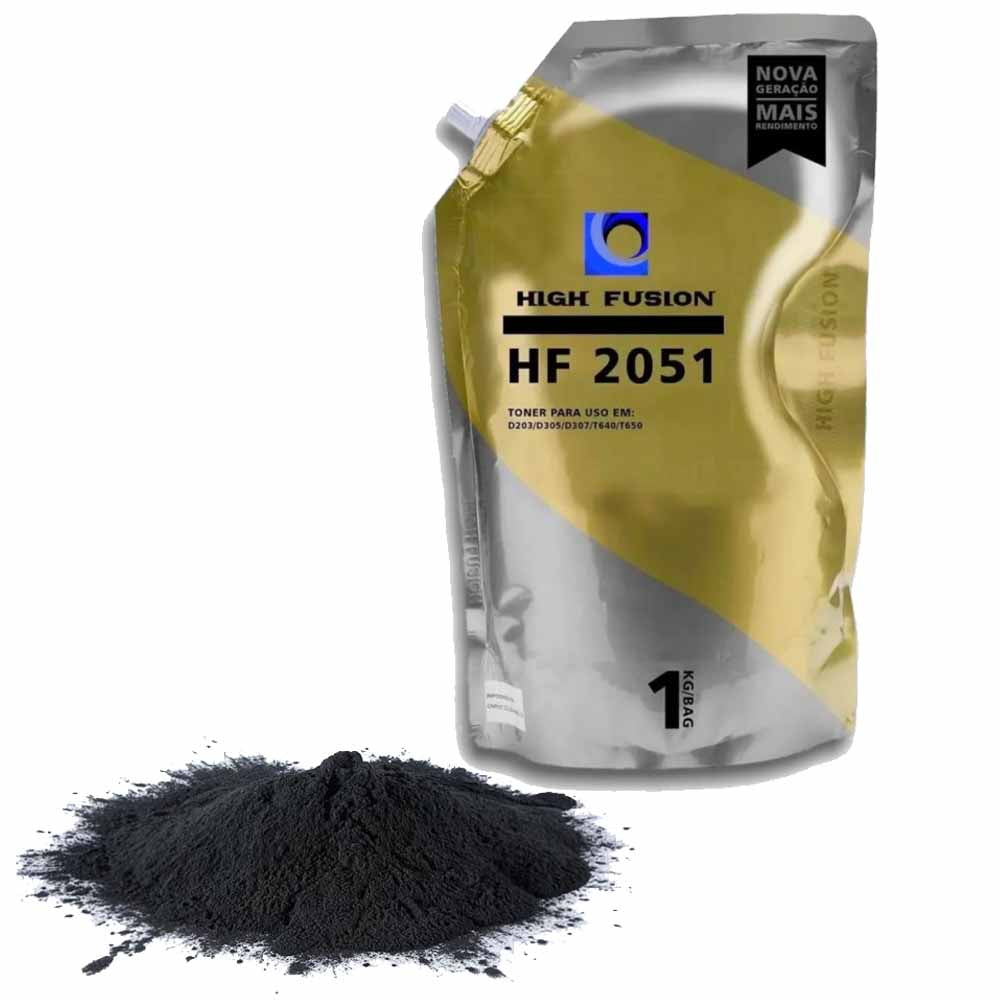 Refil Pó Para Recarga de Toner High Fusion HF 2051 -Samsung D203- D305 -D307 -T640- T650 1 Kg