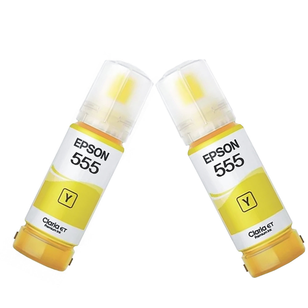 Garrafa Refil de Tinta Epson 555 Amarela Original 2.300 Fotos 4x6 T555420 Para EcoTank L8180