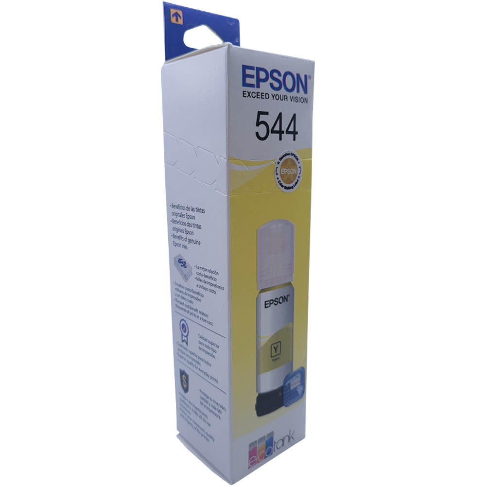 Refil de Tinta Epson Corante T544 Amarelo 65ML Para Ecotank L1110 / L1210 / L3110 / L3150 / L3160 / L3251 / L5190