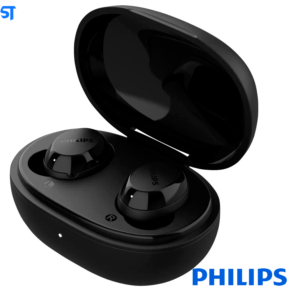 Fone De Ouvido Bluetooth Philips Tat1235Bk Preto Tws Com Microfone E Bateria De Até 18H, Resistente À Água Ipx5