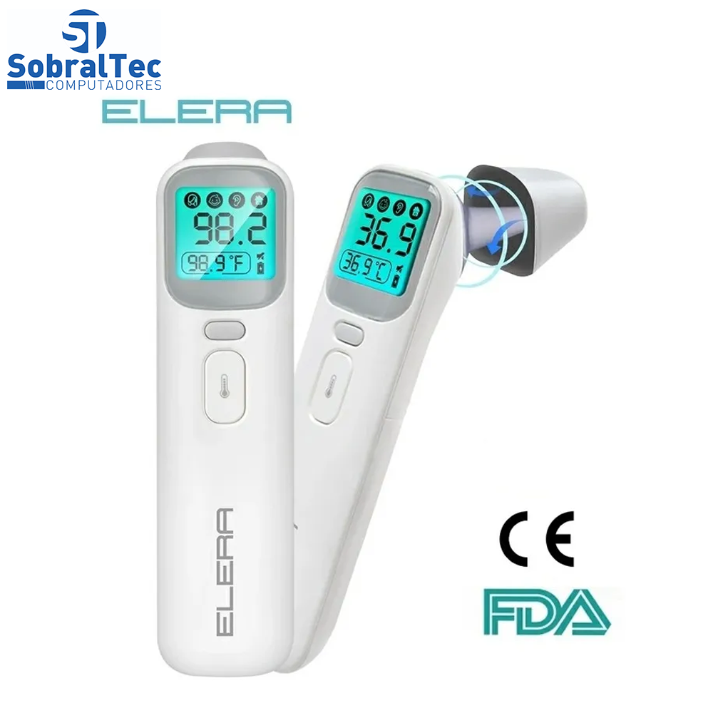 Termômetro Infravermelho Digital LCD Medição Corporal Testa Orelha Elera AOJ-20A