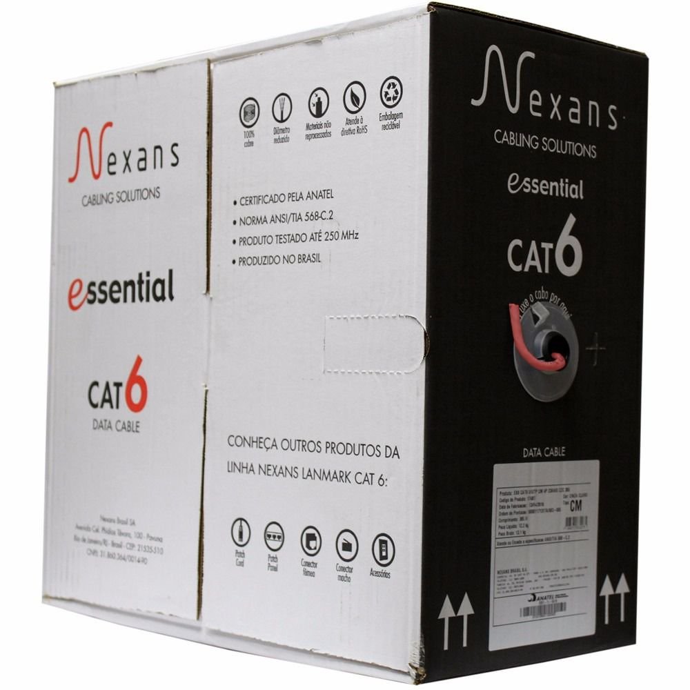 Cabo De Rede Cat6 Gigabit Lan Utp Nexans Cores Caixa 305m