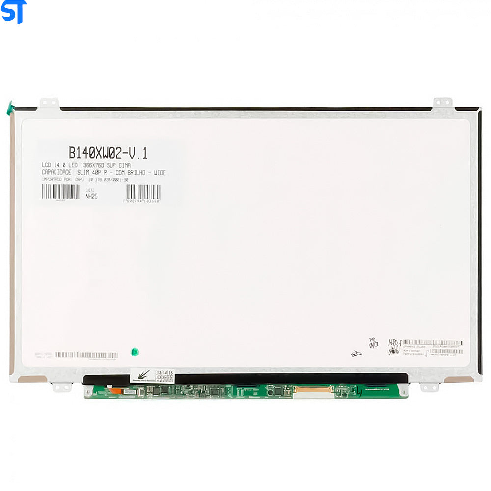 Tela Para Notebook LCD 14.0 SLIM 40 Pinos Resolução HD 1366X768 B140XW02-V.1