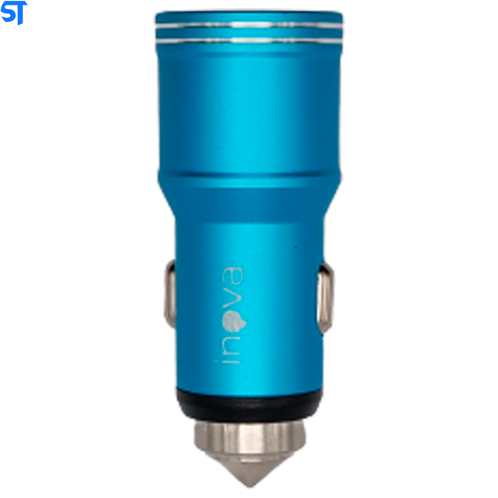 Carregador Veicular Prime Com Duas Usb 2.4A/ 3.4A Inova- Azul