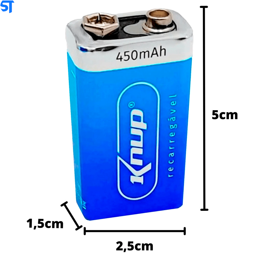 Bateria Recarregável 9v 450mAh Kp-BT9v Knup