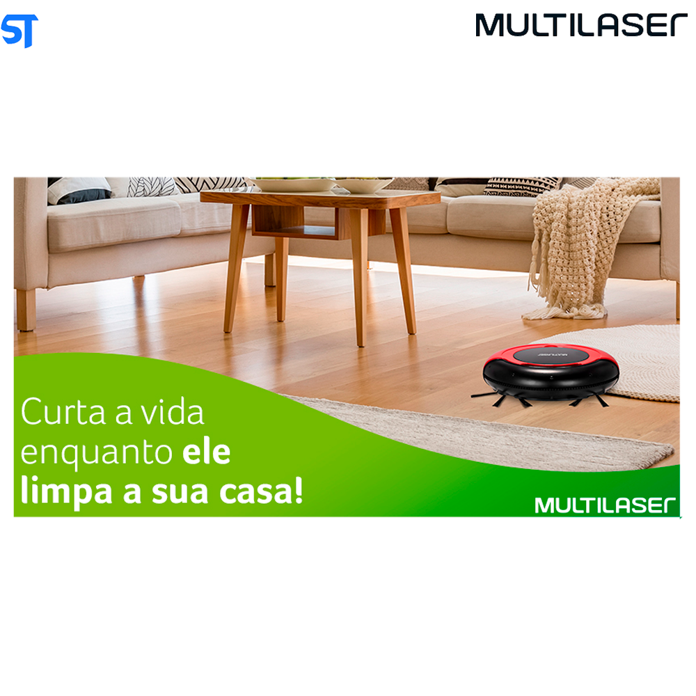 Aspirador de Pó Robô Mars Varre + Aspira + Passa Pano Bivolt com 30W e Bateria Recarregável, Vermelho/Preto Multilaser -