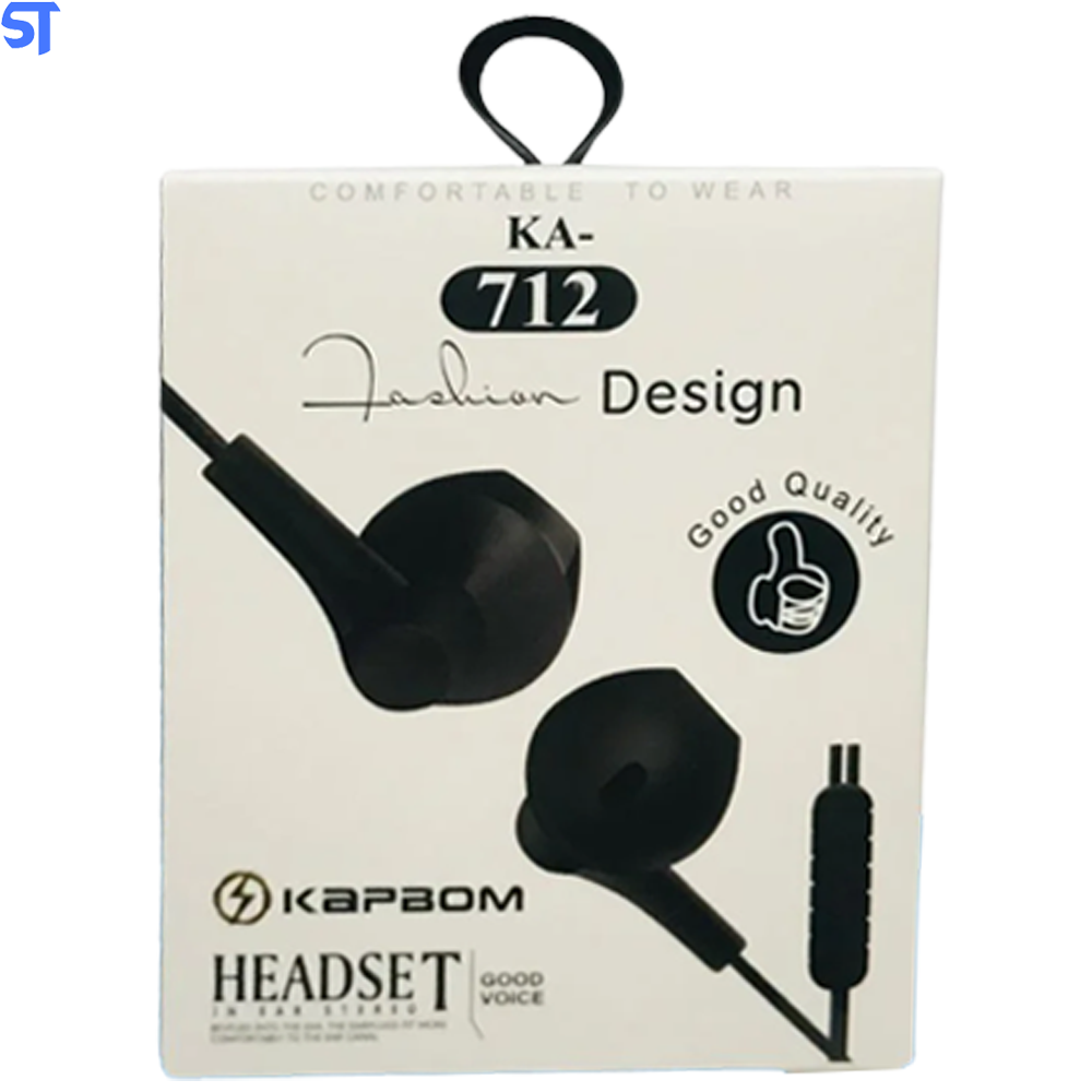 Fone De Ouvido Estéreo Com Microfone Kapbom - KA-712- Preto
