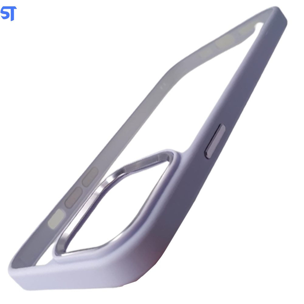 Capa Transparente Para iPhone 13 Pro Max Com Frame de Metal Anti Impacto Ótimo Acabamento - Roxa