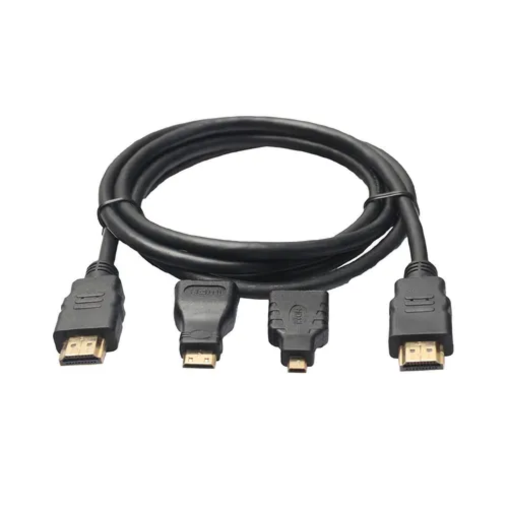 Kit Cabo Hdmi 3x1 Com Plug Adaptador Micro e Mini Hdmi Ebai FZF-HD 3 IN 1-1.5