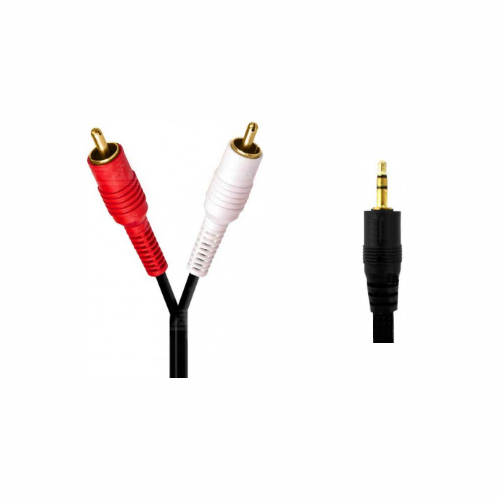 Cabo De Áudio Auxiliar P2 X 2 Rca Macho Dourado Som Estéreo Xtrad XT-5012