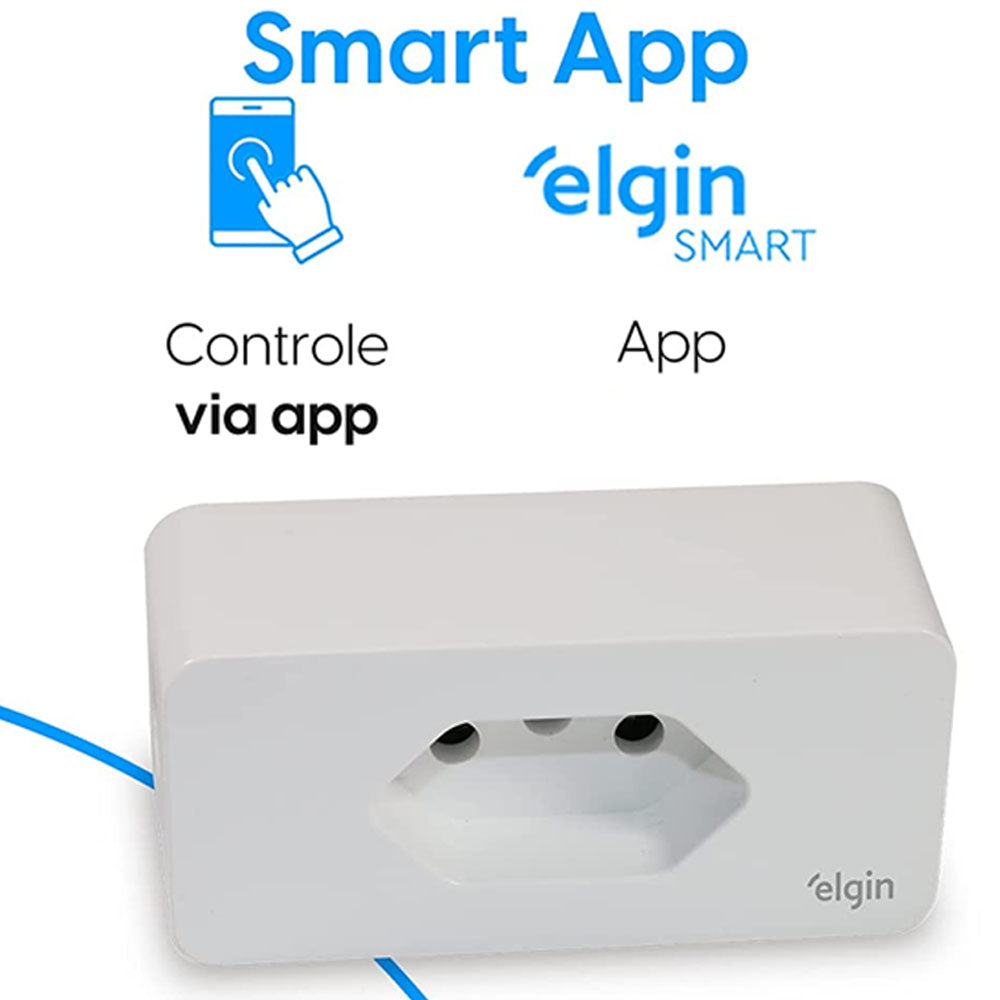 Plugue de Tomada Inteligente Wi-Fi Elgin 3 Pinos, 10A Elgin 48PLUGWIFI10 Compatível Com Alexa e Google Home