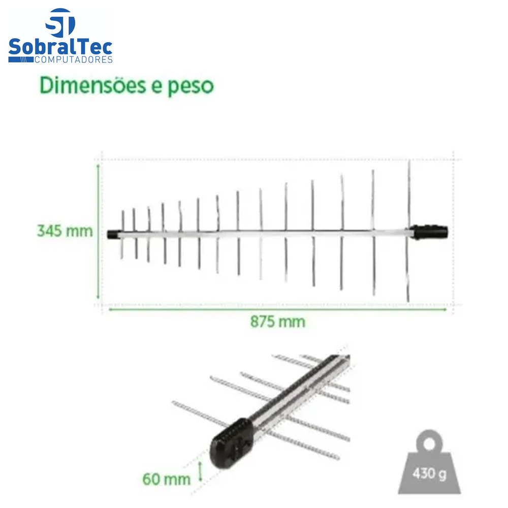 Antena Digital Externa para TV UHF/HDTV Intelbras AE 1028