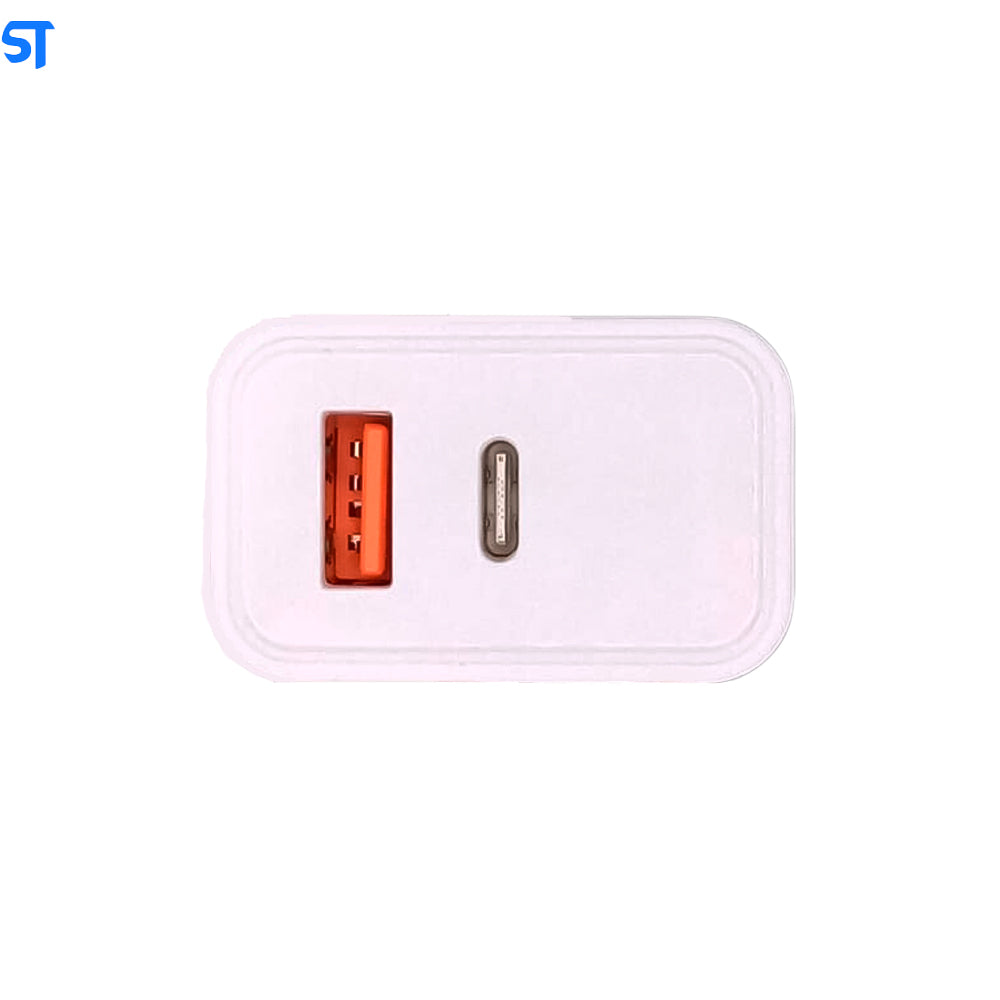 Fonte Carregador Rápido Com 1 Portas USB 3.0 e 1 Porta USB Tipo-C 3.1A Leon Pro Branco - 5040